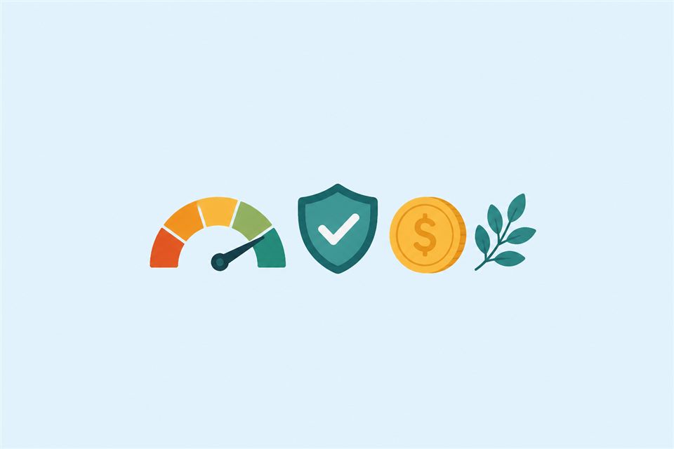 Gauge pointing to the green zone representing a good credit score